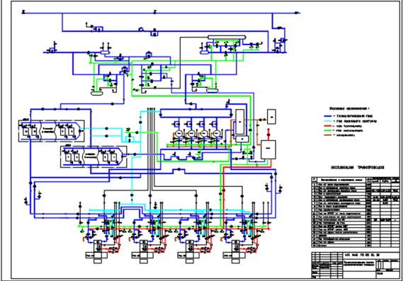 Технологическая схема компрессорной станции с 4 газокомпрессорными агрегатами