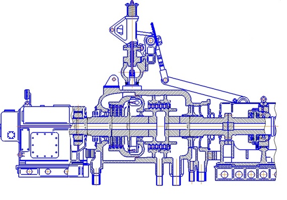 Longitudinal section of turbine high-pressure cylinder K-210-130