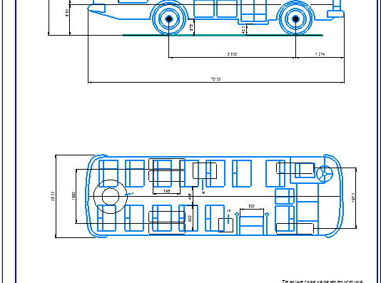 Drawing of PAZ-3205 bus