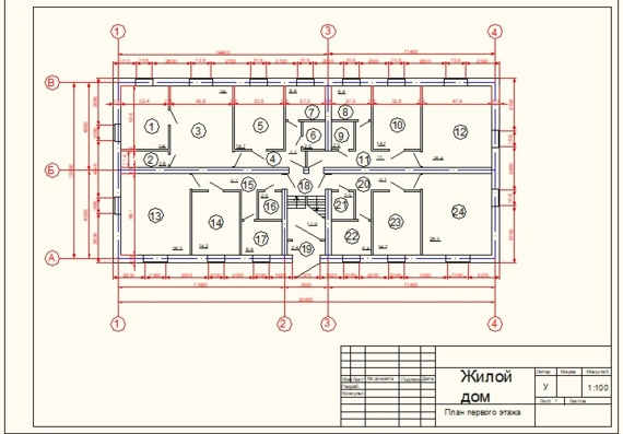 Plan of 2-storey residential building 