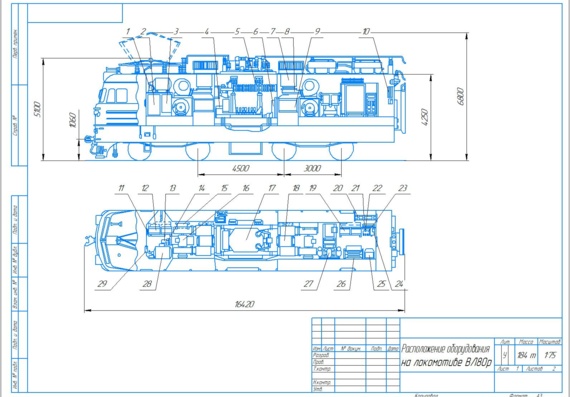 Arrangement of equipment on the locomotive VL80r