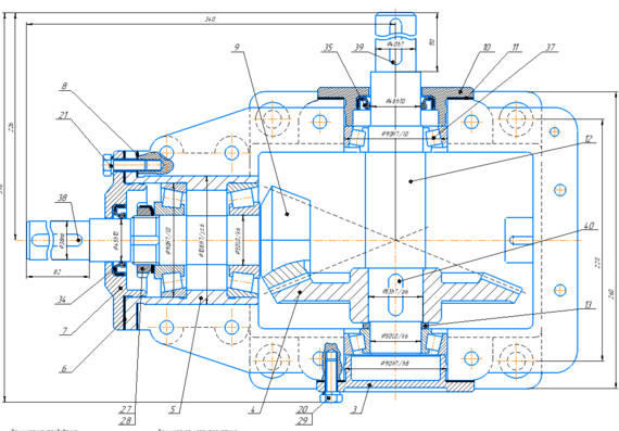 Conical gearbox drawing
