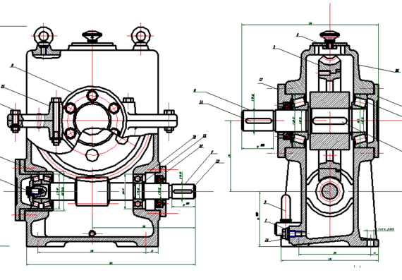 Calculation of worm gearbox and chain transmission of mechanism drive 