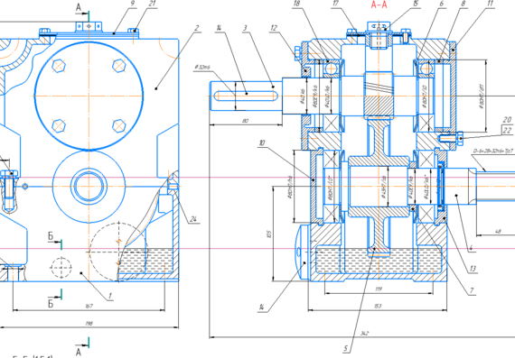 Cylindrical gearbox assembly drawing