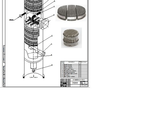 Схема строение насадки Зульцер насадок колонны в производстве МТБЭ