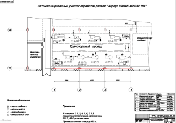 Схема автоматизированного участка цеха механической обработки детали КОРПУС