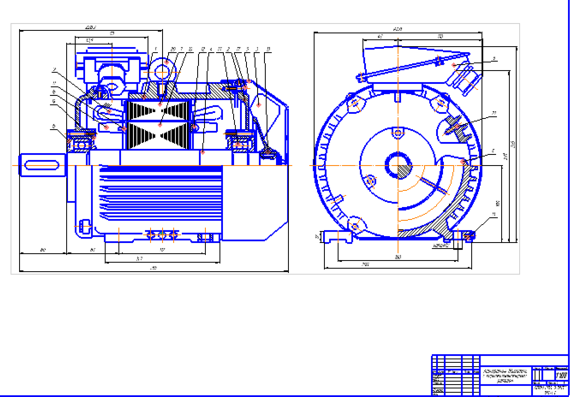 Asynchronous motor assembly drawing