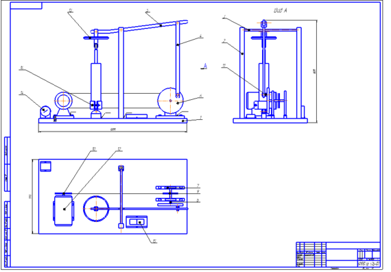 Test bench assembly drawing for shock absorbers