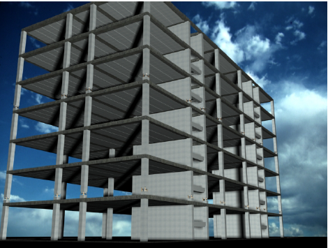 Design of reinforced concrete structures of the building with incomplete frame and cast-in-situ floors