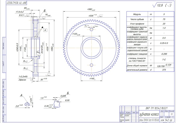 Спроектировать участок механического цеха для обработки детали типа «Зубчатое колесо»