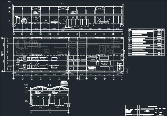Plan and sections of LBI production shop