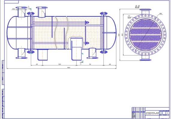 The drawing of the heat exchanger with a floating head 1200TP-M1