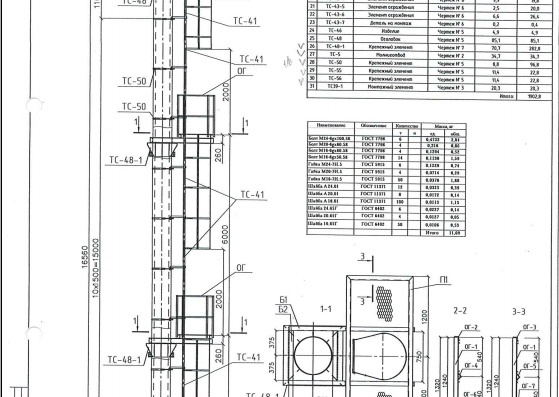 Diagram of spotlight mast PMZh-16.6