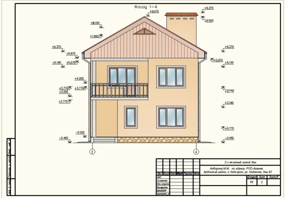 Preliminary design of a residential building in the village. Kadgaron