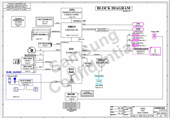 Samsung x420-520 Motherboard Diagram