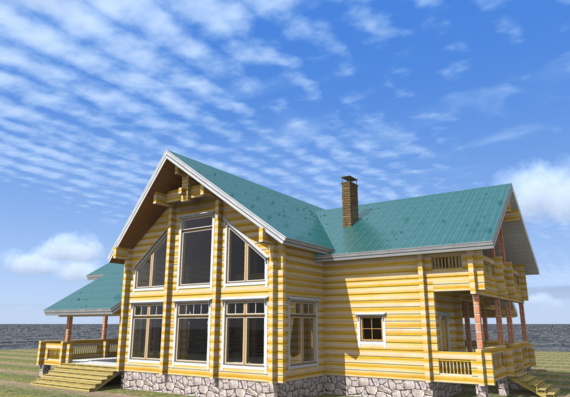 3d Wooden Cottage Visualization