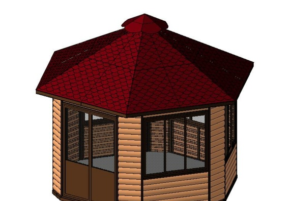 Set of working drawings of the summer gazebo in 3D