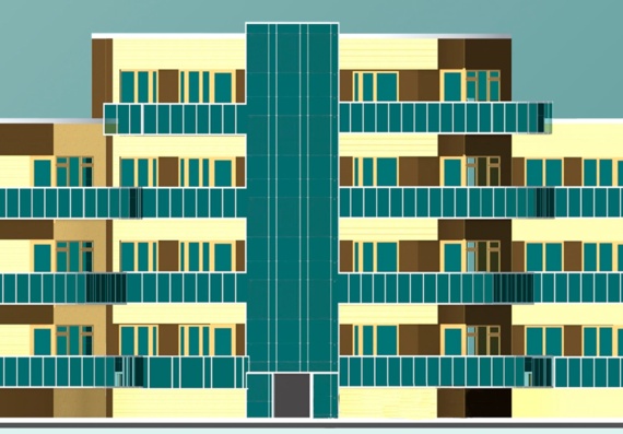 Residential building 3-4 floors, plan, facade