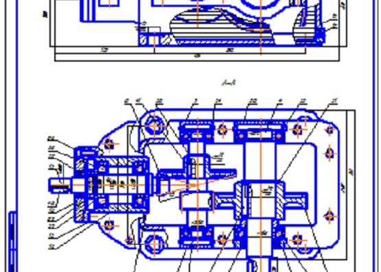 Drawing of conical-cylindrical reduction gear box