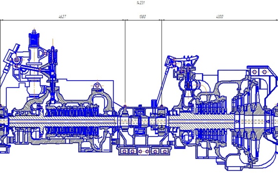 Steam turbine PT-60-13/130 (longitudinal section)