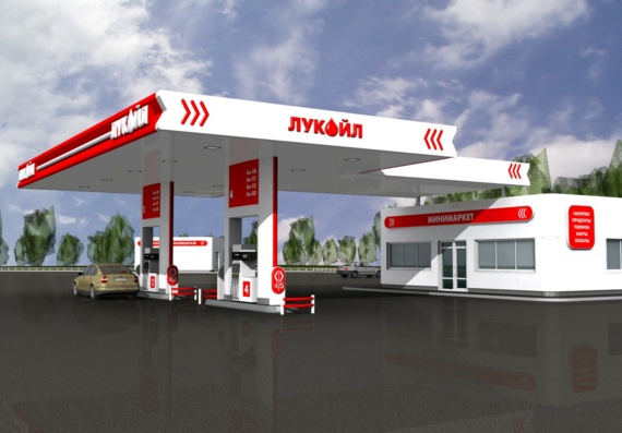 Working design of a gas station for refueling cars and trucks