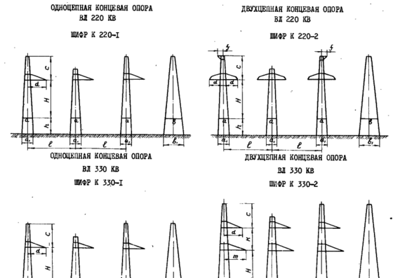 Typical Design 3.407-95 Unified End Supports for Large Transitions 35-330 kV Catalogue Sheet