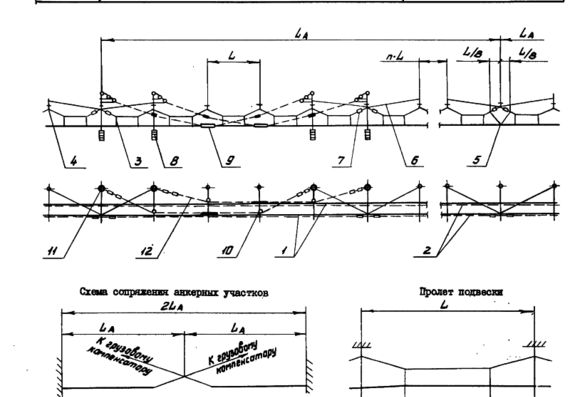 Typical design 4.507-5 Chain semi-compensated suspension of trolleybus contact network (LK-0-6.7 + MF-85).... Effect.0,1,2 Catalogue sheet