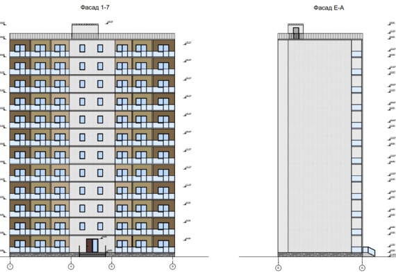Проект 12-этажного жилого дома с планами этажей