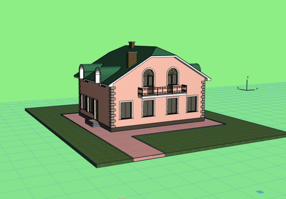 Individual residential building 3D model in archicade