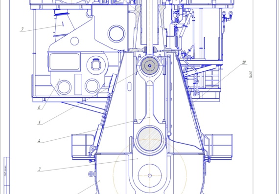 Cross section of Man g50me-c engine