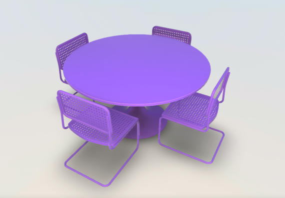 Стол и стулья - 3D модель