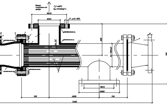 Drawing of shell and tube heat exchanger