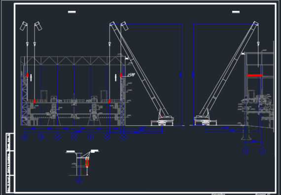 Installation of bridge crane for mechanization of lining works and suspension of pneumatic hammer