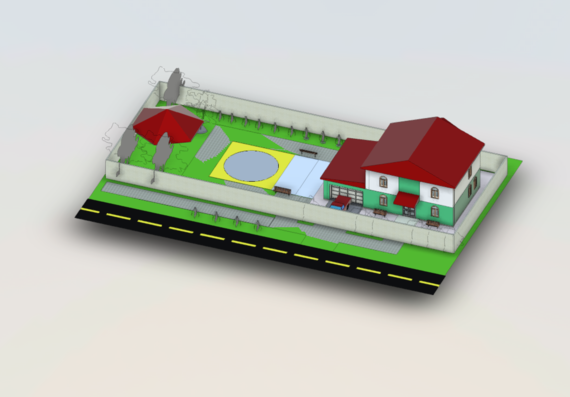 Low-rise building in the revit