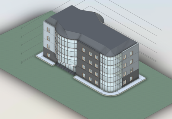 Five-story residential building in revit