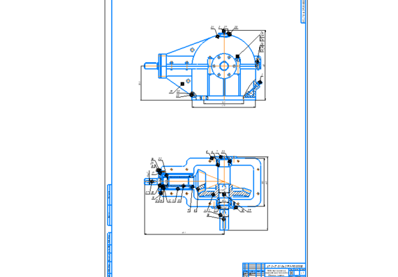 Conical gearbox assembly drawing, specification
