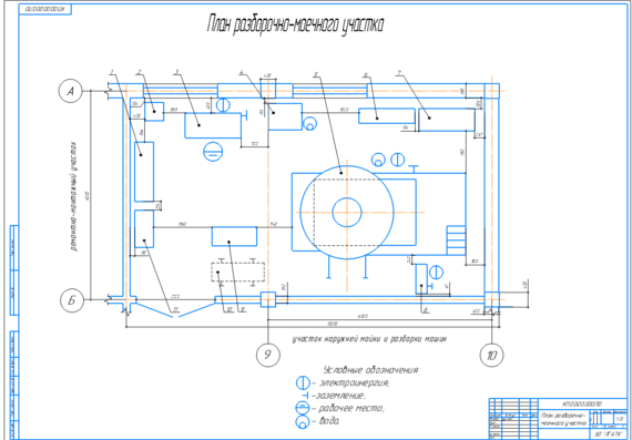 Plan of disassembly and washing area