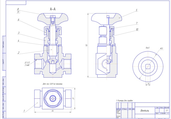 Valve - assembly drawing BOM as well as 3D assembly and parts