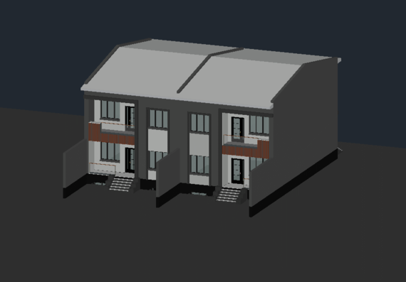 Two-storey 3D cottage in the autocade