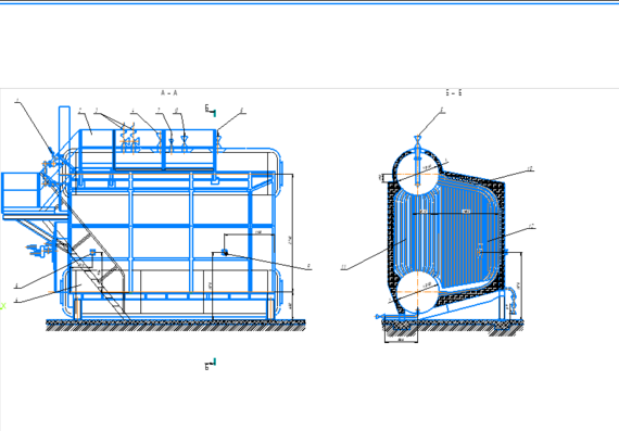 Drawing of 2 boiler views DE-10-14 GM