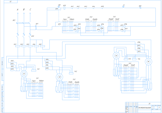 Electrical schematic diagram for bridge crane