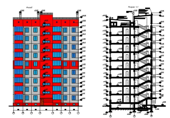 Nine-story large-panel residential building