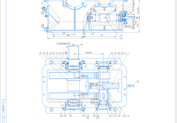 Сборочный чертеж со спецификацией привода цепного конвейера
