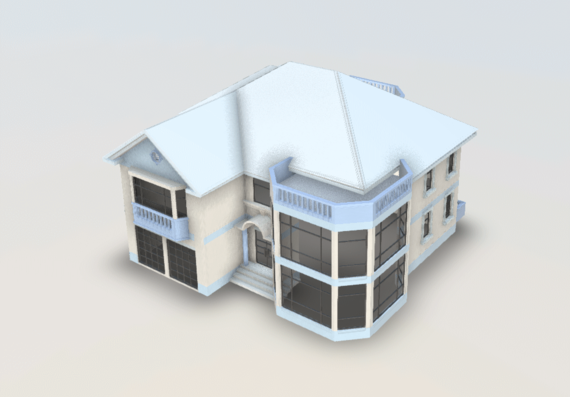 3Д модель 2х этажного коттеджа в 3d максе