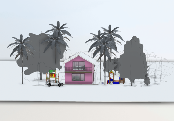 Cottage with surroundings in revit