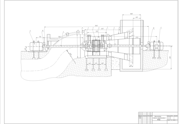 Installation diagram of axial two-stage VOD-16 fan