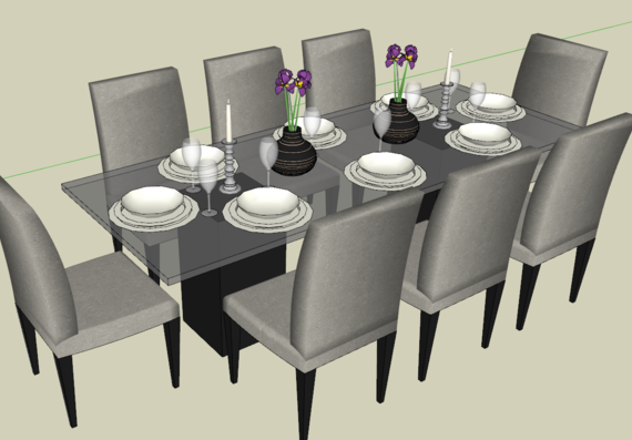 Table with server for 8 persons
