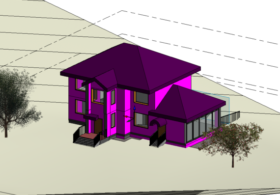 Коттедж - 2-х этажный жилой дом - модель Revit