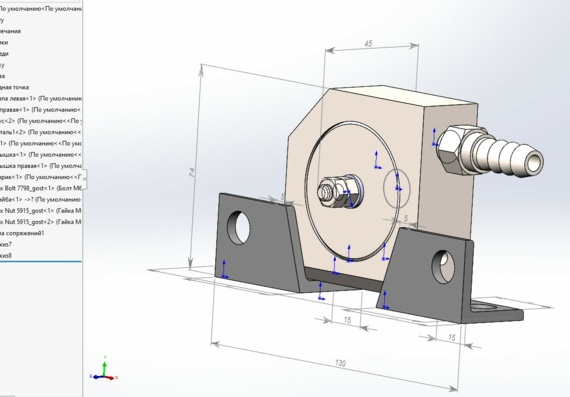 3-d model of vibration stand in SolidWorks