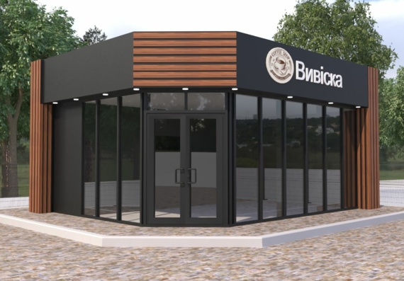 Cafe at the gas station in revit